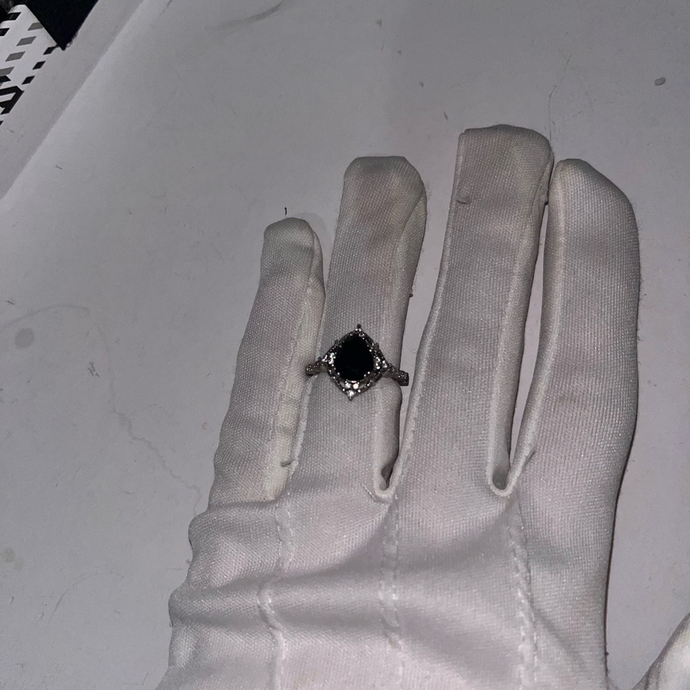 Drip Doctors Black Pear Halo Ring with Pavé Split Shank - Picture 7 of 10